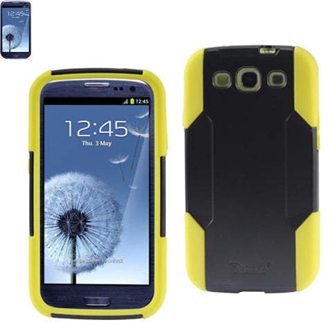 REIKO SAMSUNG GALAXY S3 HYBRID HEAVY DUTY CASE IN BLACK YELLOW