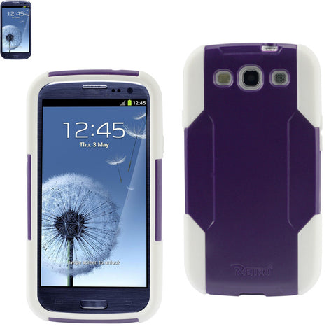 REIKO SAMSUNG GALAXY S3 HYBRID HEAVY DUTY CASE IN PURPLE WHITE