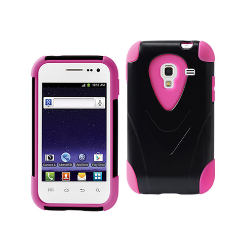 REIKO SAMSUNG GALAXY ADMIRE 4G HYBRID HEAVY DUTY CASE WITH KICKSTAND IN BLACK PINK