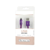 REIKO IPHONE 6 3FT LIGHTING CERTIFIED BRAIDED DATA CABLE IN PURPLE