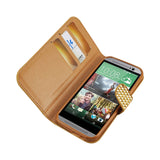 REIKO HTC ONE M8 JEWELRY DIAMOND RHINESTONE WALLET CASE IN GOLD