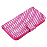 REIKO HTC ONE M8 JEWELRY DIAMOND RHINESTONE WALLET CASE IN PINK
