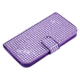 REIKO HTC ONE M8 JEWELRY DIAMOND RHINESTONE WALLET CASE IN PURPLE