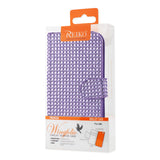 REIKO HTC ONE M8 JEWELRY DIAMOND RHINESTONE WALLET CASE IN PURPLE