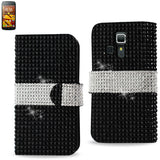REIKO KYOCERA HYDRO ICON JEWELRY DIAMOND RHINESTONE WALLET CASE IN BLACK