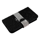 REIKO KYOCERA HYDRO ICON JEWELRY DIAMOND RHINESTONE WALLET CASE IN BLACK