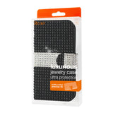REIKO KYOCERA HYDRO ICON JEWELRY DIAMOND RHINESTONE WALLET CASE IN BLACK