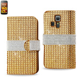 REIKO KYOCERA HYDRO ICON JEWELRY DIAMOND RHINESTONE WALLET CASE IN GOLD