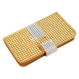 REIKO KYOCERA HYDRO ICON JEWELRY DIAMOND RHINESTONE WALLET CASE IN GOLD