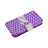 REIKO KYOCERA HYDRO ICON JEWELRY DIAMOND RHINESTONE WALLET CASE IN PURPLE