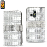 REIKO KYOCERA HYDRO ICON JEWELRY DIAMOND RHINESTONE WALLET CASE IN SILVER