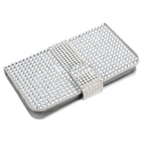 REIKO KYOCERA HYDRO ICON JEWELRY DIAMOND RHINESTONE WALLET CASE IN SILVER
