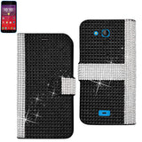 REIKO KYOCERA HYDRO WAVE JEWELRY DIAMOND RHINESTONE WALLET CASE IN BLACK