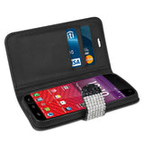 REIKO KYOCERA HYDRO WAVE JEWELRY DIAMOND RHINESTONE WALLET CASE IN BLACK