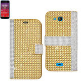 REIKO KYOCERA HYDRO WAVE JEWELRY DIAMOND RHINESTONE WALLET CASE IN GOLD