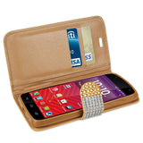 REIKO KYOCERA HYDRO WAVE JEWELRY DIAMOND RHINESTONE WALLET CASE IN GOLD