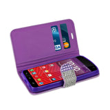 REIKO KYOCERA HYDRO WAVE JEWELRY DIAMOND RHINESTONE WALLET CASE IN PURPLE