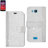 REIKO KYOCERA HYDRO WAVE JEWELRY DIAMOND RHINESTONE WALLET CASE IN SILVER