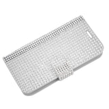 REIKO KYOCERA HYDRO WAVE JEWELRY DIAMOND RHINESTONE WALLET CASE IN SILVER