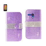 REIKO MOTOROLA MOTO G JEWELRY DIAMOND RHINESTONE WALLET CASE IN PURPLE