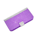 REIKO MOTOROLA MOTO E (2015) JEWELRY DIAMOND RHINESTONE WALLET CASE IN PURPLE