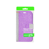REIKO MOTOROLA MOTO E (2015) JEWELRY DIAMOND RHINESTONE WALLET CASE IN PURPLE