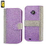 REIKO MOTOROLA MOTO E (2015) JEWELRY DIAMOND RHINESTONE WALLET CASE IN SILVER