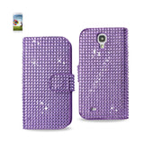 REIKO SAMSUNG GALAXY S4 JEWELRY DIAMOND RHINESTONE WALLET CASE IN PURPLE
