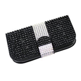 REIKO SAMSUNG GALAXY LIGHT JEWELRY DIAMOND RHINESTONE WALLET CASE IN BLACK