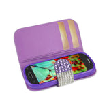 REIKO SAMSUNG GALAXY LIGHT JEWELRY DIAMOND RHINESTONE WALLET CASE IN PURPLE