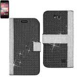 REIKO ZTE OVERTURE 2 JEWELRY DIAMOND RHINESTONE WALLET CASE IN BLACK
