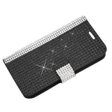 REIKO ZTE OVERTURE 2 JEWELRY DIAMOND RHINESTONE WALLET CASE IN BLACK
