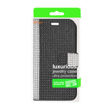 REIKO ZTE OVERTURE 2 JEWELRY DIAMOND RHINESTONE WALLET CASE IN BLACK