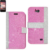 REIKO ZTE OVERTURE 2 JEWELRY DIAMOND RHINESTONE WALLET CASE IN PINK