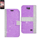 REIKO ZTE OVERTURE 2 JEWELRY DIAMOND RHINESTONE WALLET CASE IN PURPLE