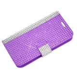 REIKO ZTE OVERTURE 2 JEWELRY DIAMOND RHINESTONE WALLET CASE IN PURPLE