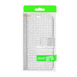 REIKO ZTE OVERTURE 2 JEWELRY DIAMOND RHINESTONE WALLET CASE IN SILVER