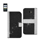 REIKO ZTE SONATA 2 JEWELRY DIAMOND RHINESTONE WALLET CASE IN BLACK