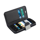 REIKO ZTE SONATA 2 JEWELRY DIAMOND RHINESTONE WALLET CASE IN BLACK