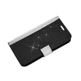 REIKO ZTE SONATA 2 JEWELRY DIAMOND RHINESTONE WALLET CASE IN BLACK