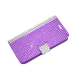 REIKO ZTE SONATA 2 JEWELRY DIAMOND RHINESTONE WALLET CASE IN PURPLE