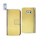 REIKO SAMSUNG GALAXY S6 EDGE GOLD CHROME DESIGN WALLET CASE IN GOLD