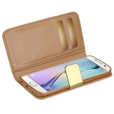 REIKO SAMSUNG GALAXY S6 EDGE GOLD CHROME DESIGN WALLET CASE IN GOLD