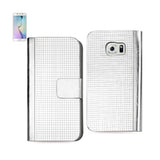 REIKO SAMSUNG GALAXY S6 EDGE GOLD CHROME DESIGN WALLET CASE IN SILVER