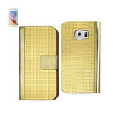 REIKO SAMSUNG GALAXY S6 GOLD CHROME DESIGN WALLET CASE IN GOLD