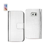 REIKO SAMSUNG GALAXY S6 GOLD CHROME DESIGN WALLET CASE IN SILVER