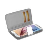 REIKO SAMSUNG GALAXY S6 GOLD CHROME DESIGN WALLET CASE IN SILVER