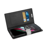 REIKO ALCATEL ONE TOUCH IDOL 3 5.5 JEWELRY RHINESTONE WALLET CASE IN BLACK