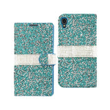 REIKO ALCATEL ONE TOUCH IDOL 3 5.5 JEWELRY RHINESTONE WALLET CASE IN BLUE