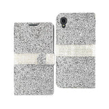 REIKO ALCATEL ONE TOUCH IDOL 3 5.5 JEWELRY RHINESTONE WALLET CASE IN SILVER